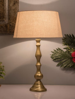 Homesake - Teardrop Gold Lamp With Khadi Shade
