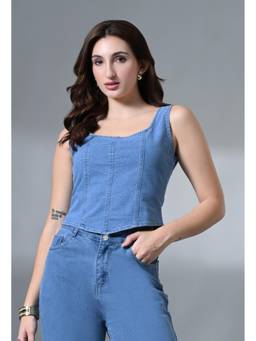 MIXT by Nykaa Fashion - Womens Denim Corset Style Crop Top