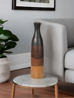 At Home by Nilkamal - Black Wooden Cocoa Vase - Multicolored