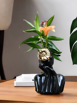 At Home by Nilkamal - Flora Women Vase Black