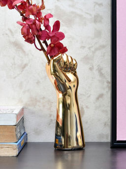 At Home by Nilkamal - Holding Hand Vase - Gold