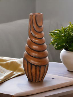 At Home by Nilkamal - Imprint Bottle Vase Dark Brown