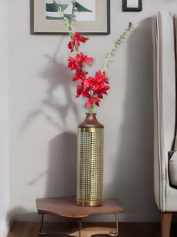 At Home by Nilkamal - Lower Jali Cutwork Vase Gold