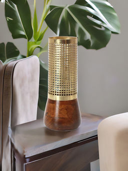 At Home by Nilkamal - Upper Jali Cutwork Vase Gold