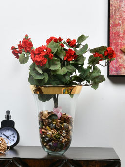 At Home by Nilkamal - Pot Vase Transparent & Gold