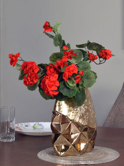 At Home by Nilkamal - Goldberg Decorative Flat Vase|20.5 x 23.8 cm|Gold