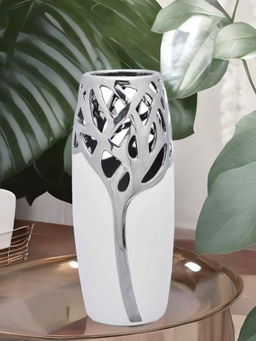 At Home by Nilkamal - Tree Branch Tumbler Vase White & Silver