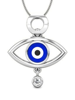 Candere by Kalyan Jewellers - Bis Hallmarked 14Kt White Gold & Diamond Evil-Eye Pendant for Women