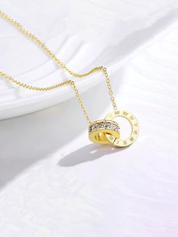 Jewels Galaxy - Gold Plated Roman Numerals Cubic Zirconia Necklace