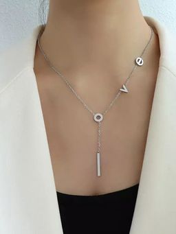 Jewels Galaxy - Silver Plated Anti Tarnish Love Themed Necklace