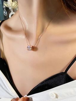 Jewels Galaxy - Gold Plated Anti Tarnish CZ 3 Linked Loops Pendant Necklace