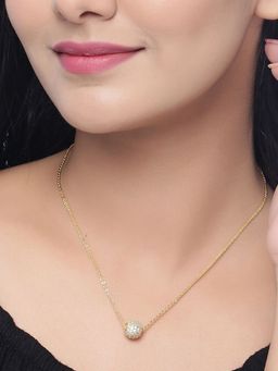 Jewels Galaxy - Gold Plated Stone Spherical Pendant Necklace