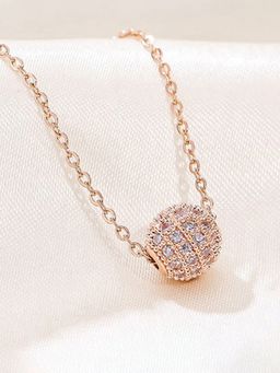 Jewels Galaxy - Rose Gold Plated Stone Spherical Pendant Necklace