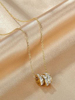 Jewels Galaxy - Gold Plated Anti Tarnish CZ Cylindrical Necklace
