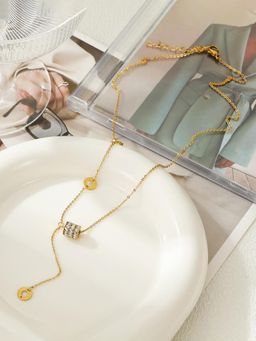 Jewels Galaxy - Gold Plated Cubic Zirconia Hanging Loop Pendant Necklace