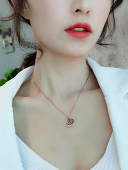 Jewels Galaxy - Rose Gold Plated CZ Studded Letter D Pendant Necklace