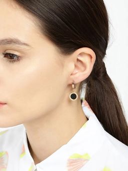 Jewels Galaxy - Rose Gold Plated Circular Roman Numerals Drop Earrings