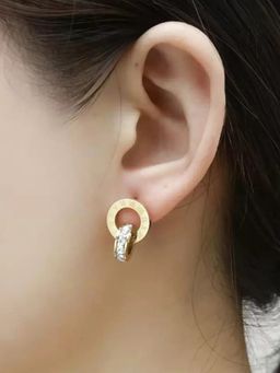 Jewels Galaxy - Gold Plated Circular CZ Studded Roman Numerals Drop Earrings