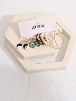 Jewels Galaxy - Gold-Plated Multi-Color Stylish Earrings Set of 5