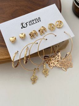 Jewels Galaxy - Gold-Plated Stylish Earrings Set of 6