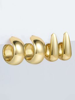 Jewels Galaxy - Gold Plated Statement Half Hoop Earrings Set of 2