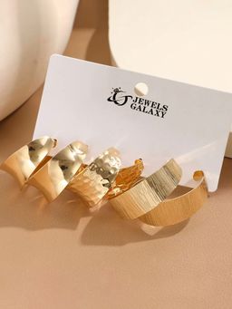 Jewels Galaxy - Gold Plated Statement Hoop Earrings Set of 3