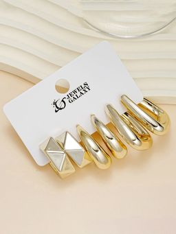 Jewels Galaxy - Gold Plated Statement Hoop Earrings Set of 3
