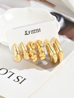 Jewels Galaxy - Gold Plated Stylish Earrings Set of 3