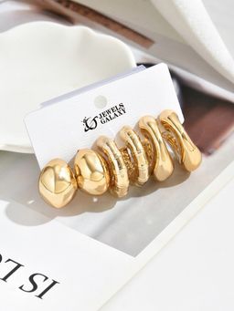 Jewels Galaxy - Gold Plated Statement Hoop Earrings Set of 3