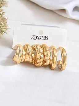 Jewels Galaxy - Gold Plated Stylish Statement Hoop Earrings Set of 3