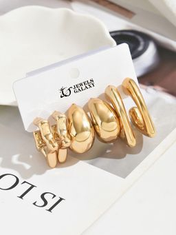 Jewels Galaxy - Gold Plated Pairs of Half Hoop Earrings Set of 3