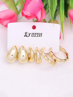 Jewels Galaxy - Gold Plated Half Hoop Earrings Set of 3