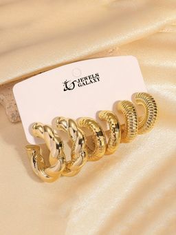 Jewels Galaxy - Gold Plated Stylish Hoop Earrings Set of 3