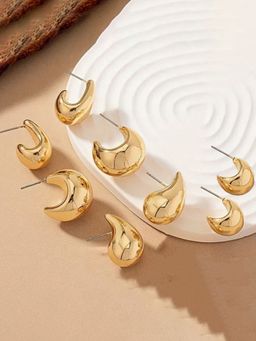 Jewels Galaxy - Gold Plated Half Hoop Earrings Set of 4