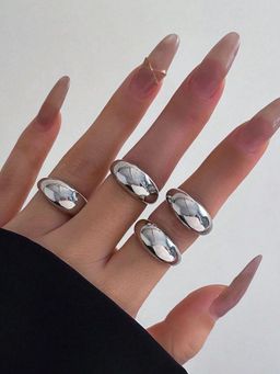 Jewels Galaxy - Trending Silver Plated Stackable Rings Set of 4