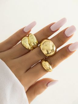 Jewels Galaxy - Trending Gold Plated Stackable Rings Set of 3
