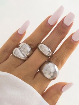 Jewels Galaxy - Trending Silver Plated Stackable Rings Set of 3