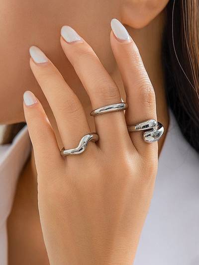 Trending Silver Plated Stackable Adjustable Rings Set of 3