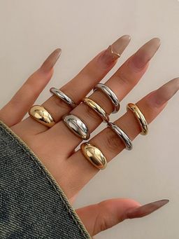 Jewels Galaxy - Trending Gold and Silver Plated Stackable Rings Set of 8