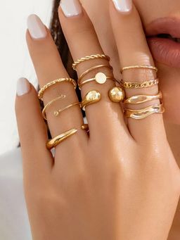 Jewels Galaxy - Trending Gold Plated Stackable Rings Set of 10