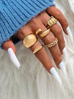Jewels Galaxy - Trending Gold Plated Stackable Rings Set of 5