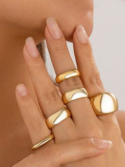 Jewels Galaxy - Trending Gold Plated Stylish Stackable Adjustable Rings Set of 5