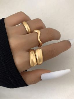 Jewels Galaxy - Trending Gold Plated Stackable Rings Set of 3