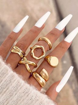Jewels Galaxy - Trending Gold Plated Stylish Stackable Rings Set of 6