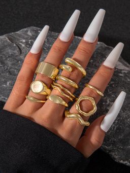 Jewels Galaxy - Trending Gold Plated Stylish Stackable Rings Set of 10