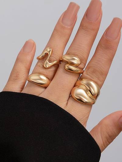 Trending Gold Plated Stackable Rings Set of 4
