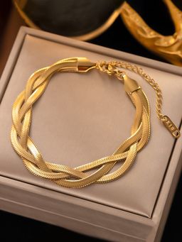 Jewels Galaxy - Gold-Plated Anti Tarnish Thick Snake Chain Bracelet