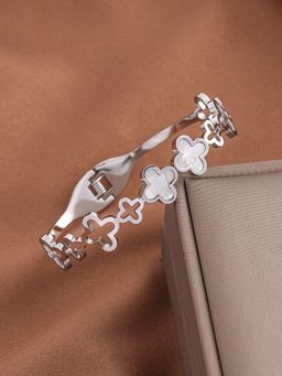 Jewels Galaxy - Silver-Plated Anti Tarnish Clover Themed Charm Kada