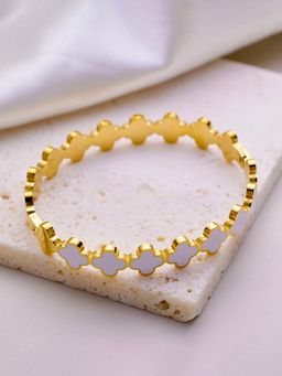 Jewels Galaxy - Gold-Plated Anti Tarnish White Clover Themed Kada