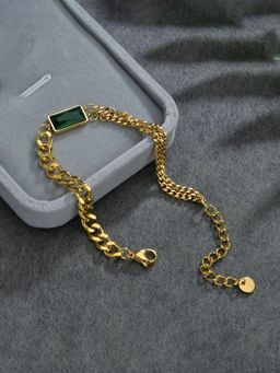 Jewels Galaxy - Gold Plated Green Anti Tarnish Bracelet